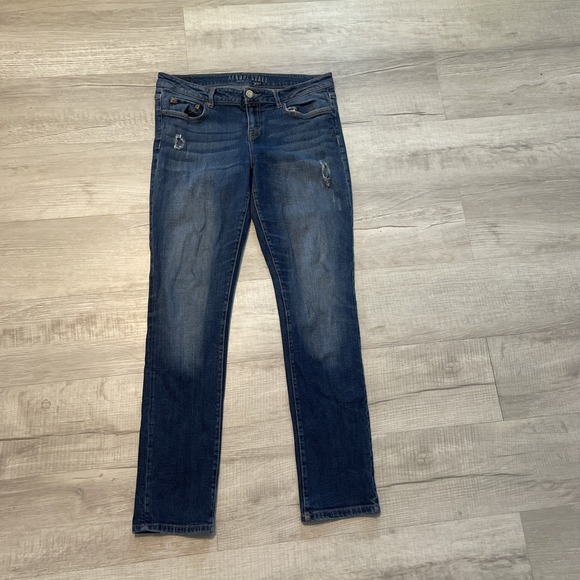 Aeropostale High Rise‎ Skinny Jegging Jeans Womens 12 Reg Blue Denim Zip Fly - Picture 1 of 10